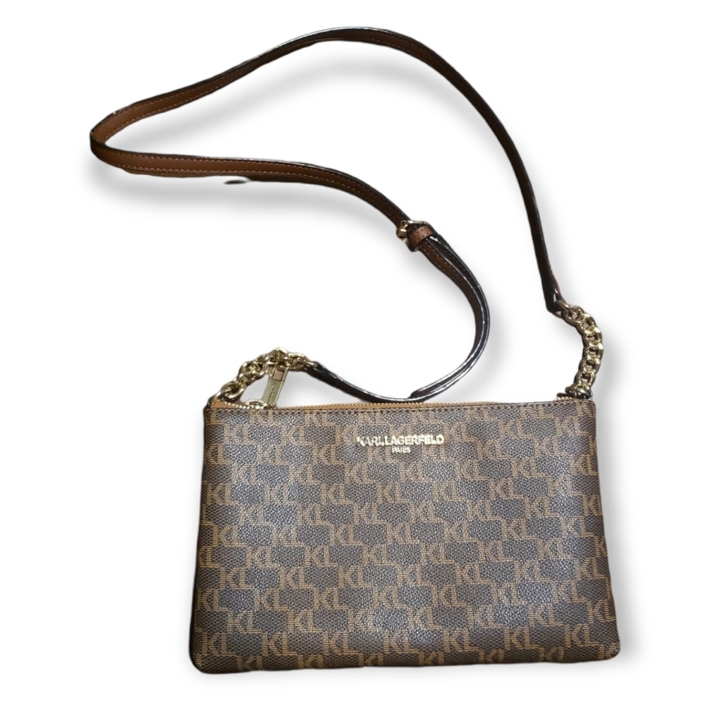 Karl Lagerfeld Paris Monogram Zip Crossbody bag
